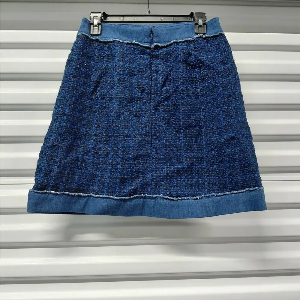 Kate Spade Womens Skirt Size 6 Blue Tweed Preppy Chic Parisian Quiet Luxury